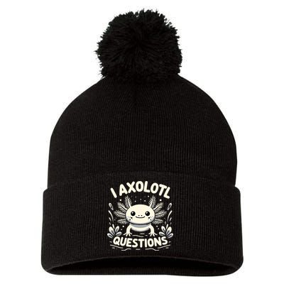 Cute Blue Axolotl Kawaii Funny I Axolotl Questions Pom Pom 12in Knit Beanie