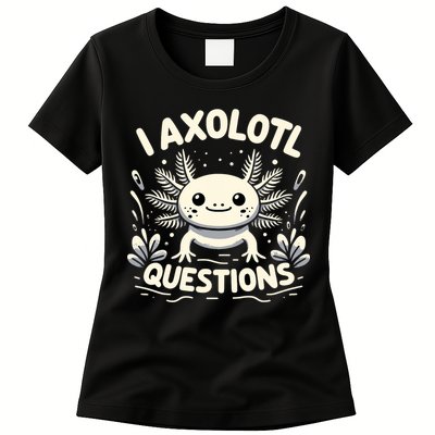 Cute Blue Axolotl Kawaii Funny I Axolotl Questions Womens T-Shirt