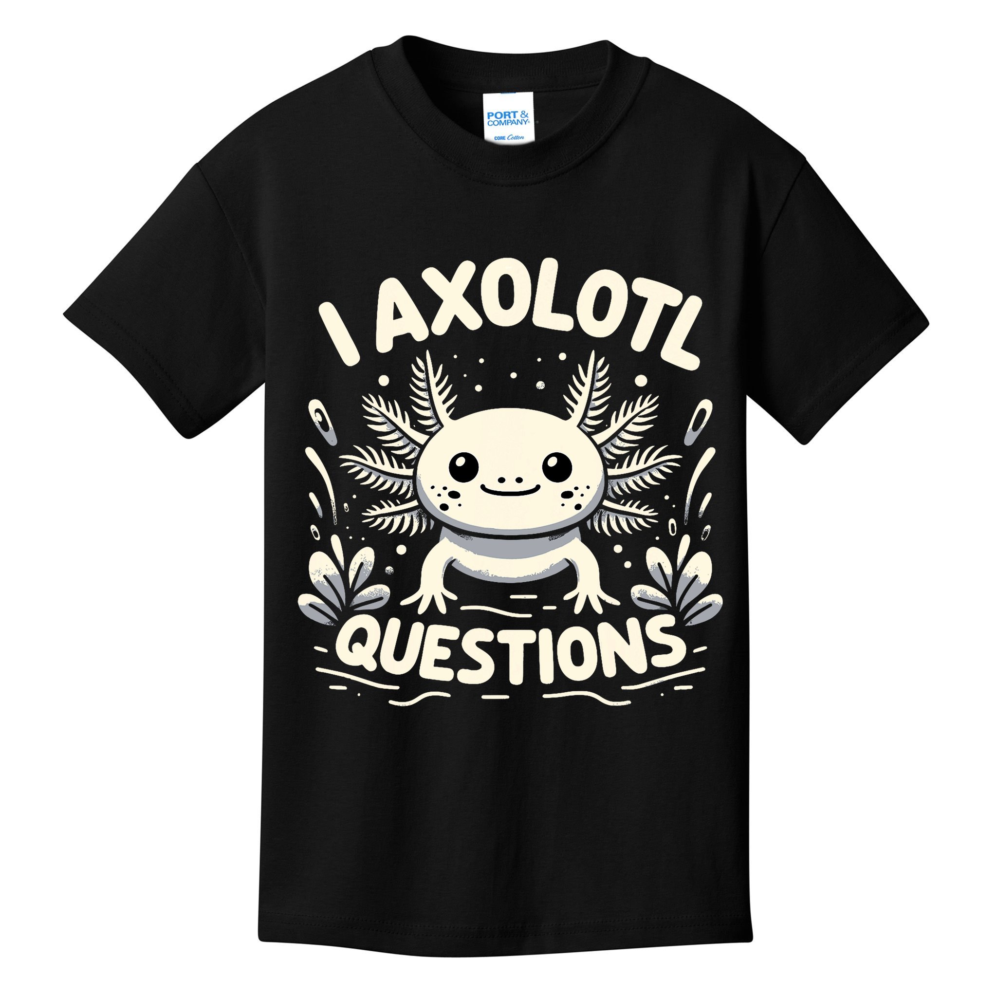 Cute Blue Axolotl Kawaii Funny I Axolotl Questions Kids T-Shirt