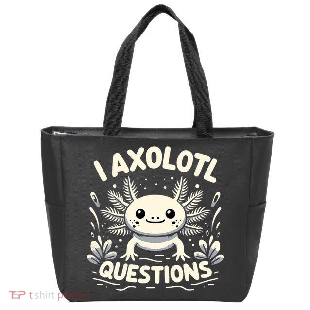 Cute Blue Axolotl Kawaii Funny I Axolotl Questions Zip Tote Bag