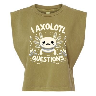 Cute Blue Axolotl Kawaii Funny I Axolotl Questions Garment-Dyed Women's Muscle Tee
