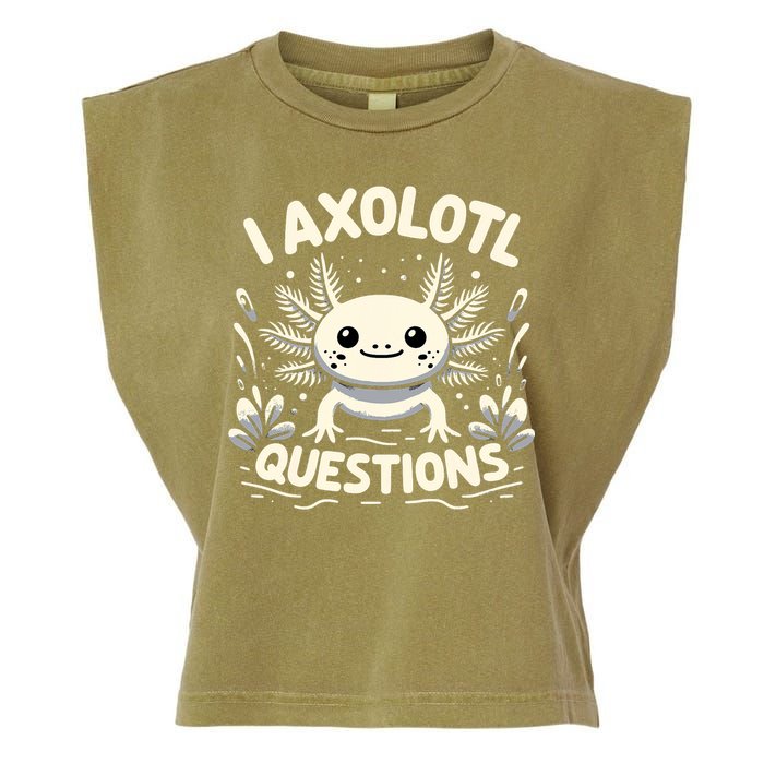 Cute Blue Axolotl Kawaii Funny I Axolotl Questions Garment-Dyed Women's Muscle Tee