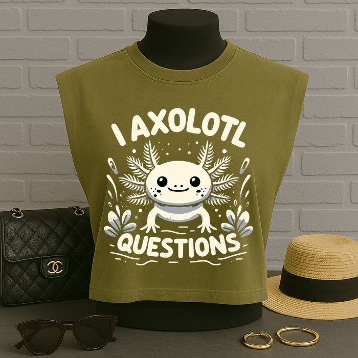 Cute Blue Axolotl Kawaii Funny I Axolotl Questions Garment-Dyed Women's Muscle Tee
