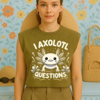 Cute Blue Axolotl Kawaii Funny I Axolotl Questions Garment-Dyed Women's Muscle Tee