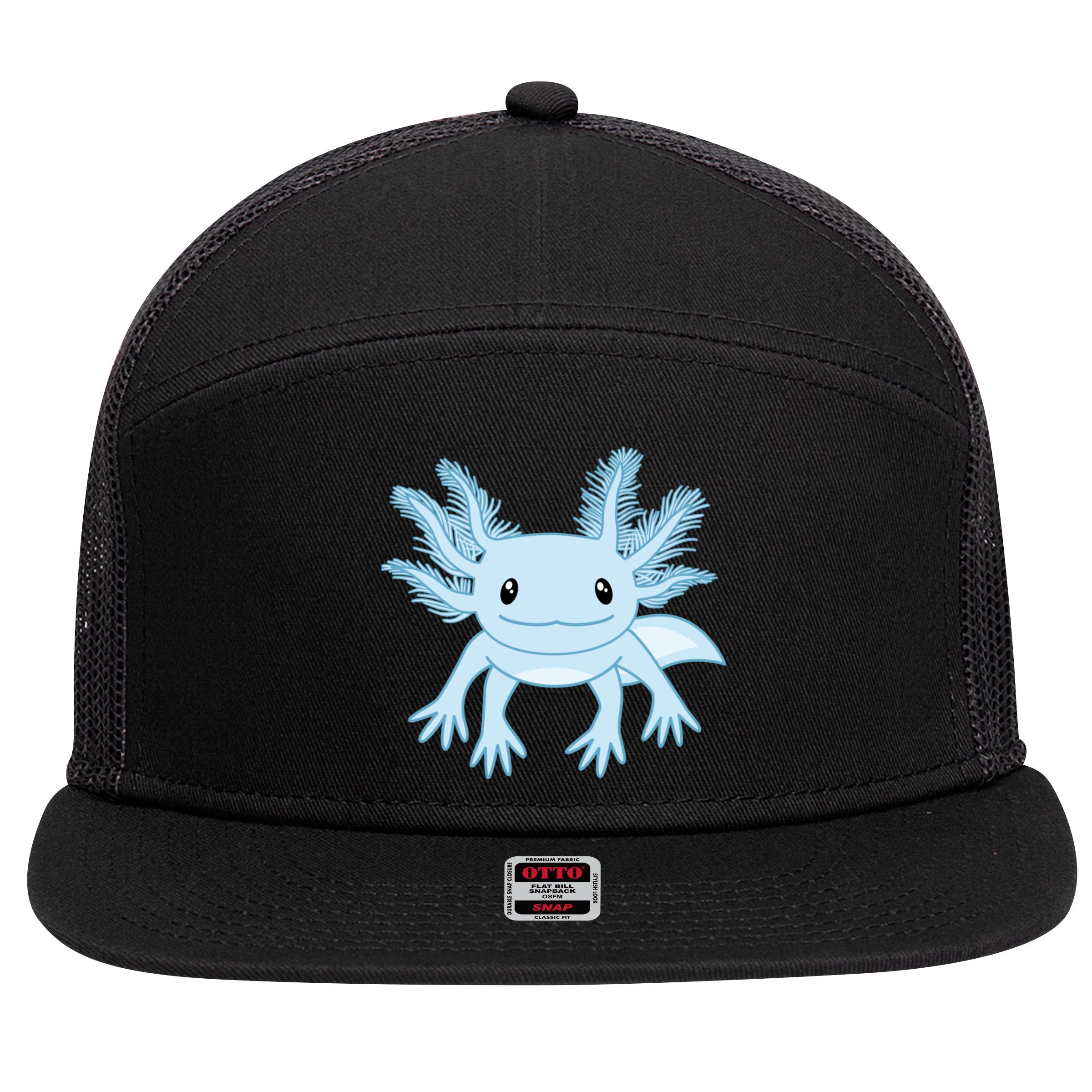 Cute Blue Axolotl Kawaii Aesthetic Axolotls 7 Panel Mesh Trucker Snapback Hat