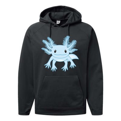 Cute Blue Axolotl Kawaii Aesthetic Axolotls Performance Fleece Hoodie