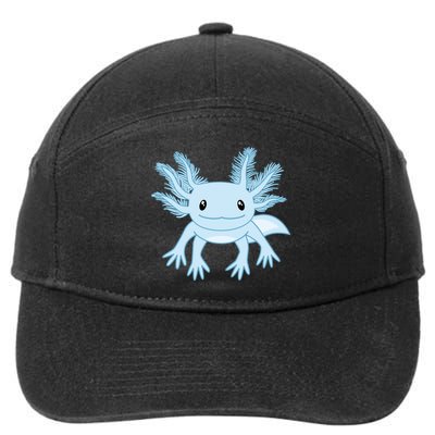 Cute Blue Axolotl Kawaii Aesthetic Axolotls 7-Panel Snapback Hat