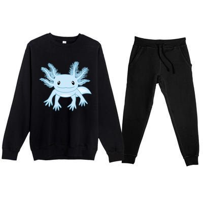 Cute Blue Axolotl Kawaii Aesthetic Axolotls Premium Crewneck Sweatsuit Set