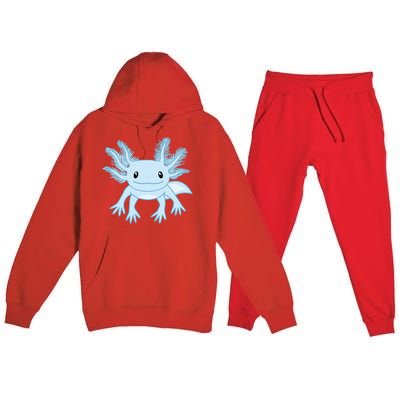 Cute Blue Axolotl Kawaii Aesthetic Axolotls Premium Hooded Sweatsuit Set