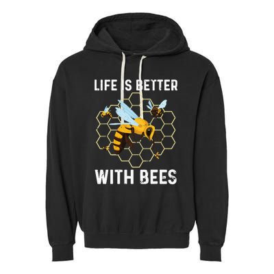 Cute Bee Art Men Women Beekeeping Honey Bumble Bee Lover Garment-Dyed Fleece Hoodie