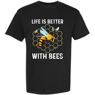 Cute Bee Art Men Women Beekeeping Honey Bumble Bee Lover Garment-Dyed Heavyweight T-Shirt