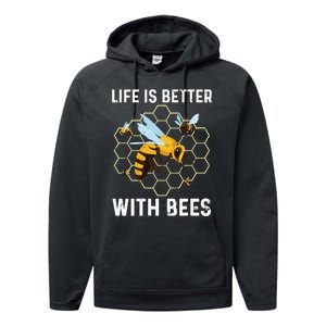 Cute Bee Art Men Women Beekeeping Honey Bumble Bee Lover Performance Fleece Hoodie