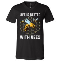 Cute Bee Art Men Women Beekeeping Honey Bumble Bee Lover V-Neck T-Shirt