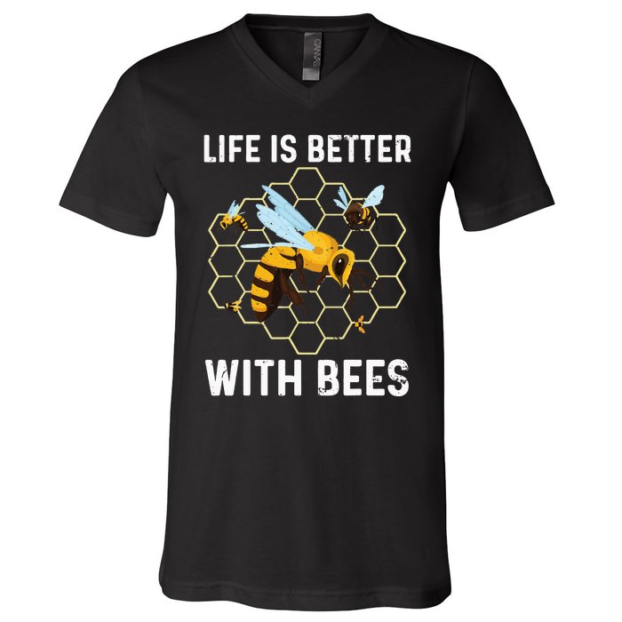 Cute Bee Art Men Women Beekeeping Honey Bumble Bee Lover V-Neck T-Shirt