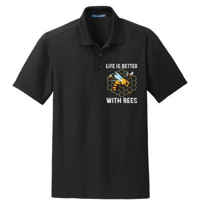 Cute Bee Art Men Women Beekeeping Honey Bumble Bee Lover Dry Zone Grid Polo