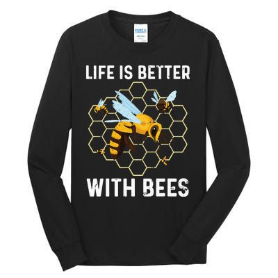 Cute Bee Art Men Women Beekeeping Honey Bumble Bee Lover Tall Long Sleeve T-Shirt