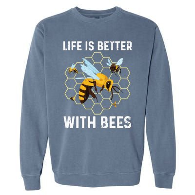 Cute Bee Art Men Women Beekeeping Honey Bumble Bee Lover Garment-Dyed Sweatshirt