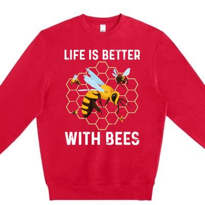 Cute Bee Art Men Women Beekeeping Honey Bumble Bee Lover Premium Crewneck Sweatshirt