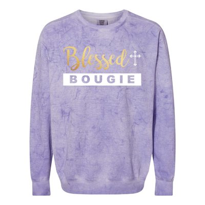 Christian Blessed And Bougie Bae Melanin Black And Magic Gift Colorblast Crewneck Sweatshirt