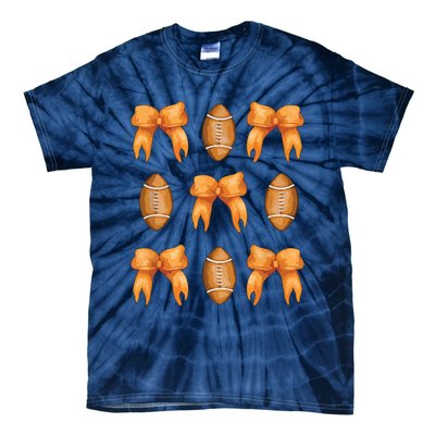 Coquette Bow American Football Coquette Halloween Football Tie-Dye T-Shirt