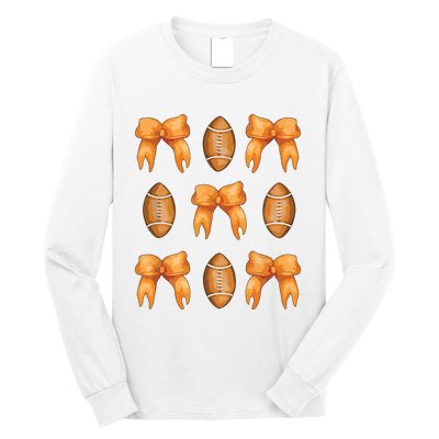 Coquette Bow American Football Coquette Halloween Football Long Sleeve Shirt