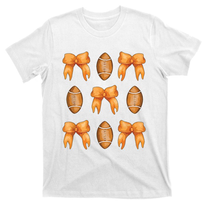 Coquette Bow American Football Coquette Halloween Football T-Shirt