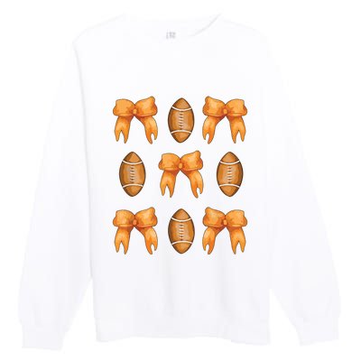 Coquette Bow American Football Coquette Halloween Football Premium Crewneck Sweatshirt