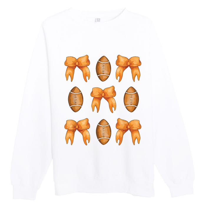 Coquette Bow American Football Coquette Halloween Football Premium Crewneck Sweatshirt