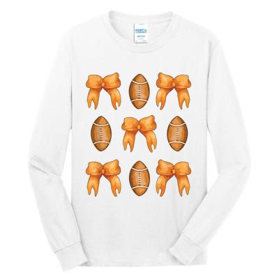 Coquette Bow American Football Coquette Halloween Football Tall Long Sleeve T-Shirt