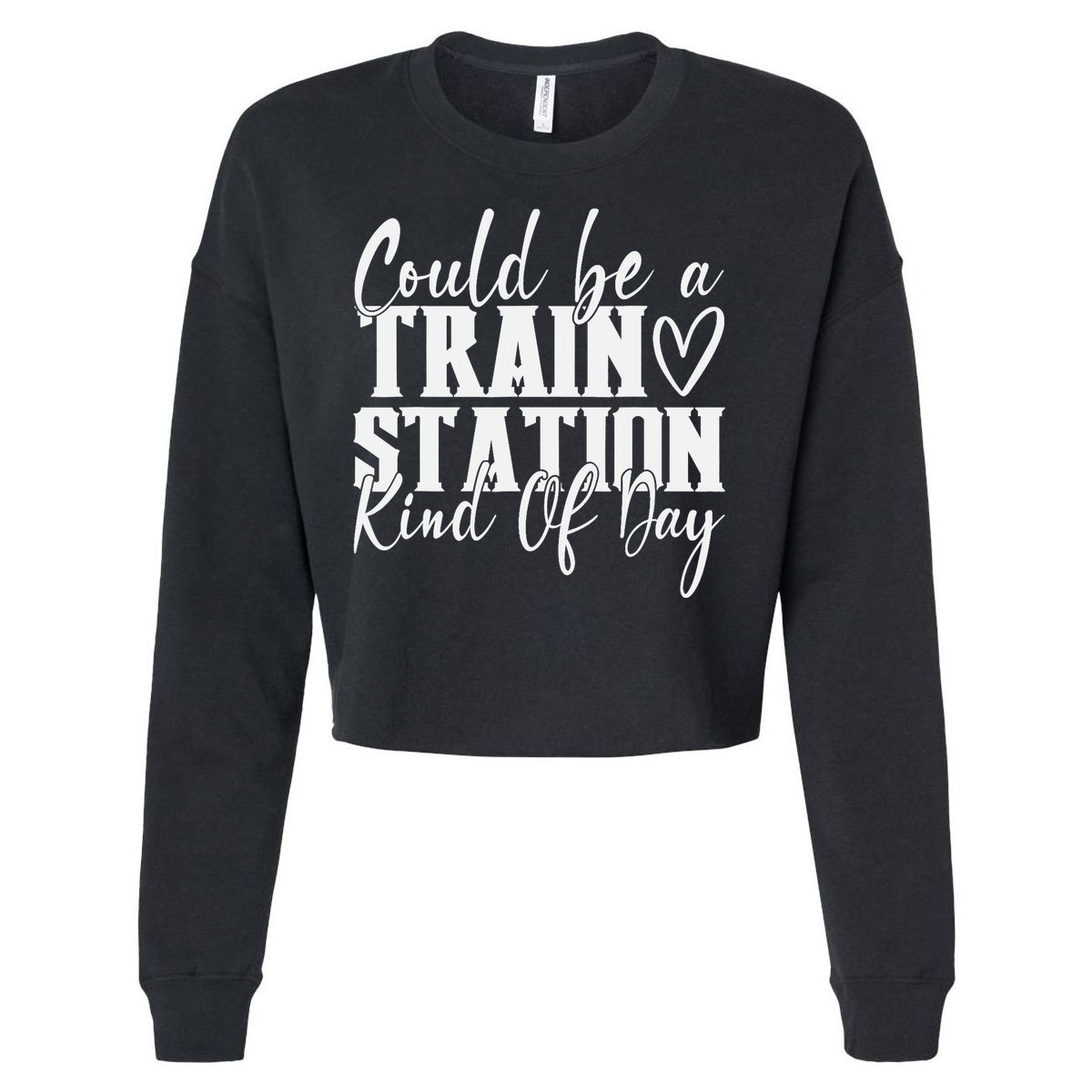 Could Be A Train Station Kinda Day Cropped Pullover Crew