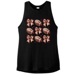 Coquette Bow American Football Game Day Thanksgiving Autumn Ladies PosiCharge Tri-Blend Wicking Tank