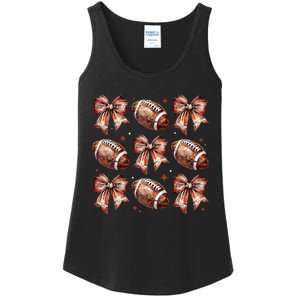 Coquette Bow American Football Game Day Thanksgiving Autumn Ladies Essential Tank