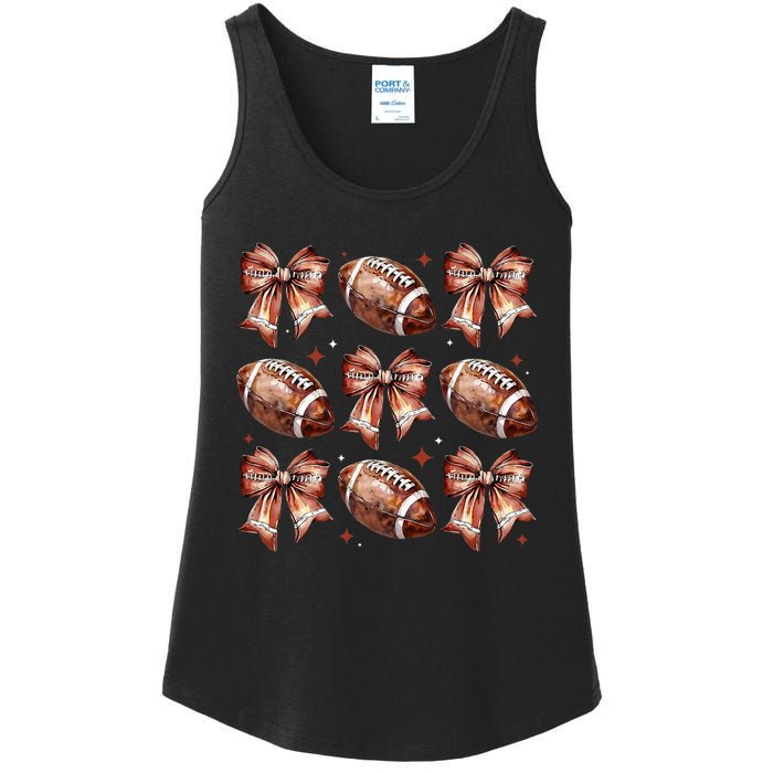 Coquette Bow American Football Game Day Thanksgiving Autumn Ladies Essential Tank