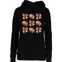 Coquette Bow American Football Game Day Thanksgiving Autumn Womens Funnel Neck Pullover Hood