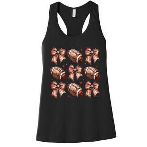 Coquette Bow American Football Game Day Thanksgiving Autumn Women's Racerback Tank