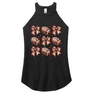 Coquette Bow American Football Game Day Thanksgiving Autumn Women's Perfect Tri Rocker Tank