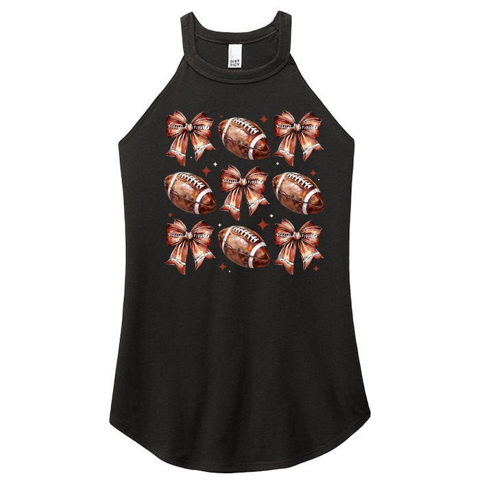 Coquette Bow American Football Game Day Thanksgiving Autumn Women's Perfect Tri Rocker Tank