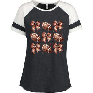 Coquette Bow American Football Game Day Thanksgiving Autumn Enza Ladies Jersey Colorblock Tee