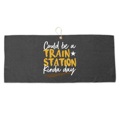 Could Be A Train Station Kind Of Day Large Microfiber Waffle Golf Towel