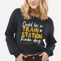 Could Be A Train Station Kind Of Day Cropped Pullover Crew