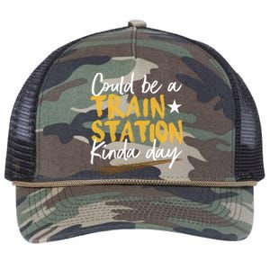 Could Be A Train Station Kind Of Day Retro Rope Trucker Hat Cap