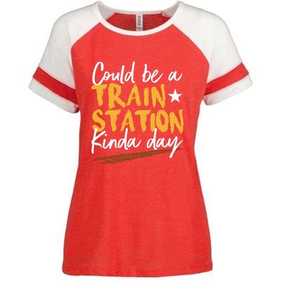 Could Be A Train Station Kind Of Day Enza Ladies Jersey Colorblock Tee