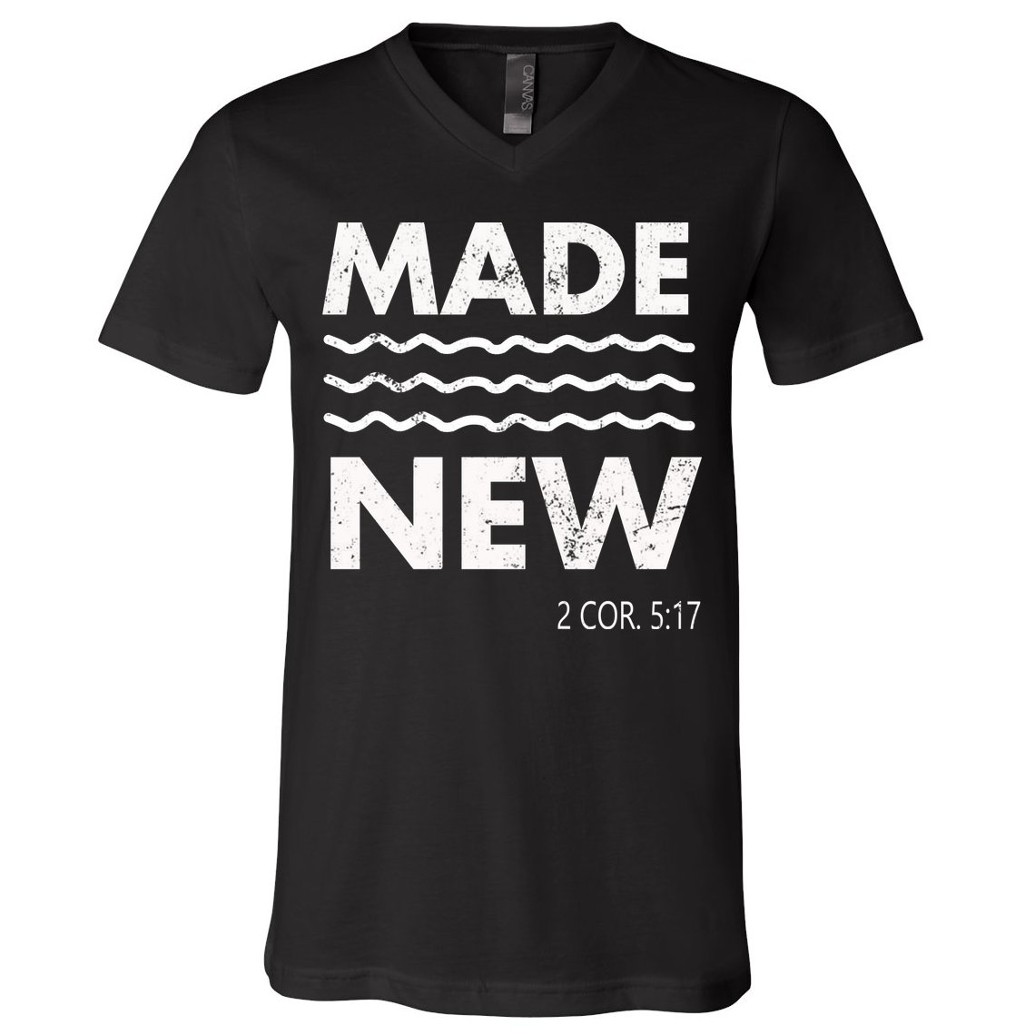 Christian Baptism Adult Christian Bible Verse Made New V-Neck T-Shirt