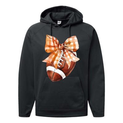 Coquette Bow American Football Autumn Thanksgiving Game Day Performance Fleece Hoodie