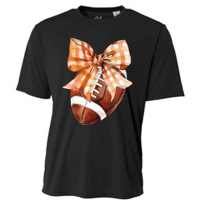 Coquette Bow American Football Autumn Thanksgiving Game Day Cooling Performance Crew T-Shirt