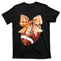 Coquette Bow American Football Autumn Thanksgiving Game Day T-Shirt