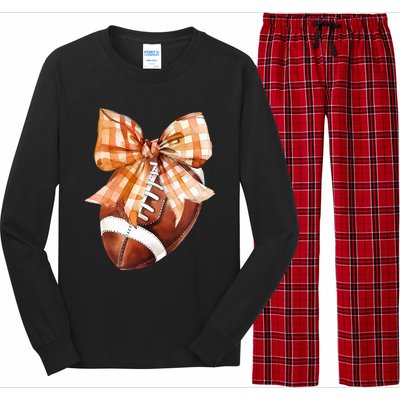 Coquette Bow American Football Autumn Thanksgiving Game Day Long Sleeve Pajama Set