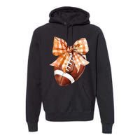 Coquette Bow American Football Autumn Thanksgiving Game Day Premium Hoodie