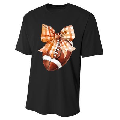 Coquette Bow American Football Autumn Thanksgiving Game Day Performance Sprint T-Shirt