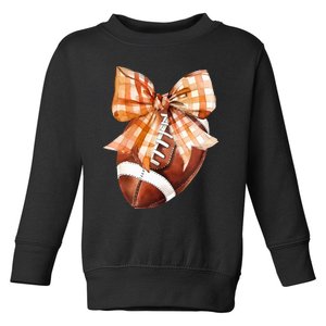 Coquette Bow American Football Autumn Thanksgiving Game Day Toddler Sweatshirt